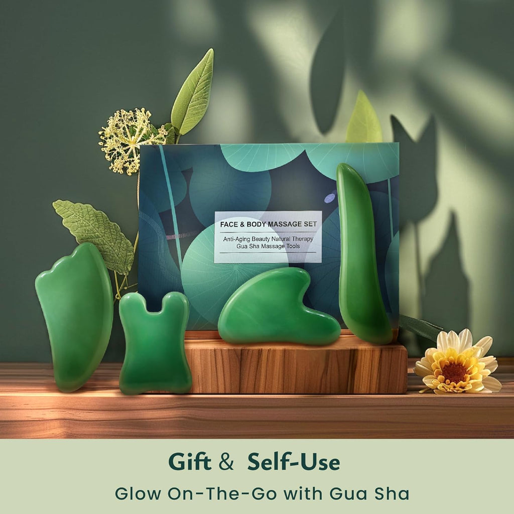 Guasha Massage Tool, 4 Pcs Gua Sha Facial Tool, Guasha Board for SPA Acupuncture Therapy Trigger Point Treatment, Gua Sha Scraping Massage Tool