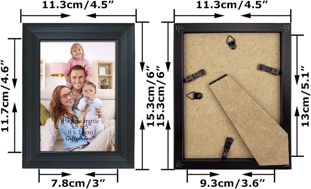 12 Pack 3.5X5 Black Picture Frame Bulk Set for Desktop Display or Wall Mounting