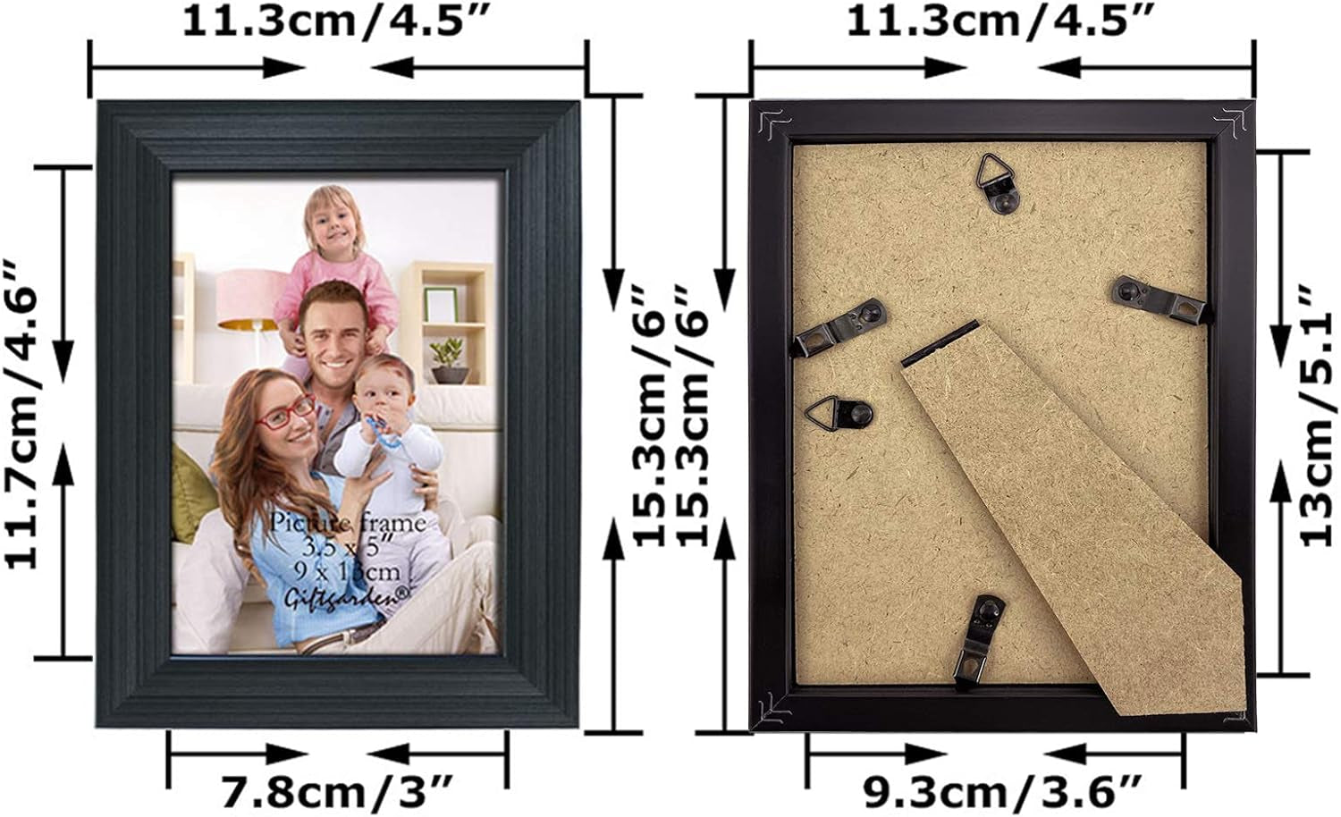12 Pack 3.5X5 Black Picture Frame Bulk Set for Desktop Display or Wall Mounting
