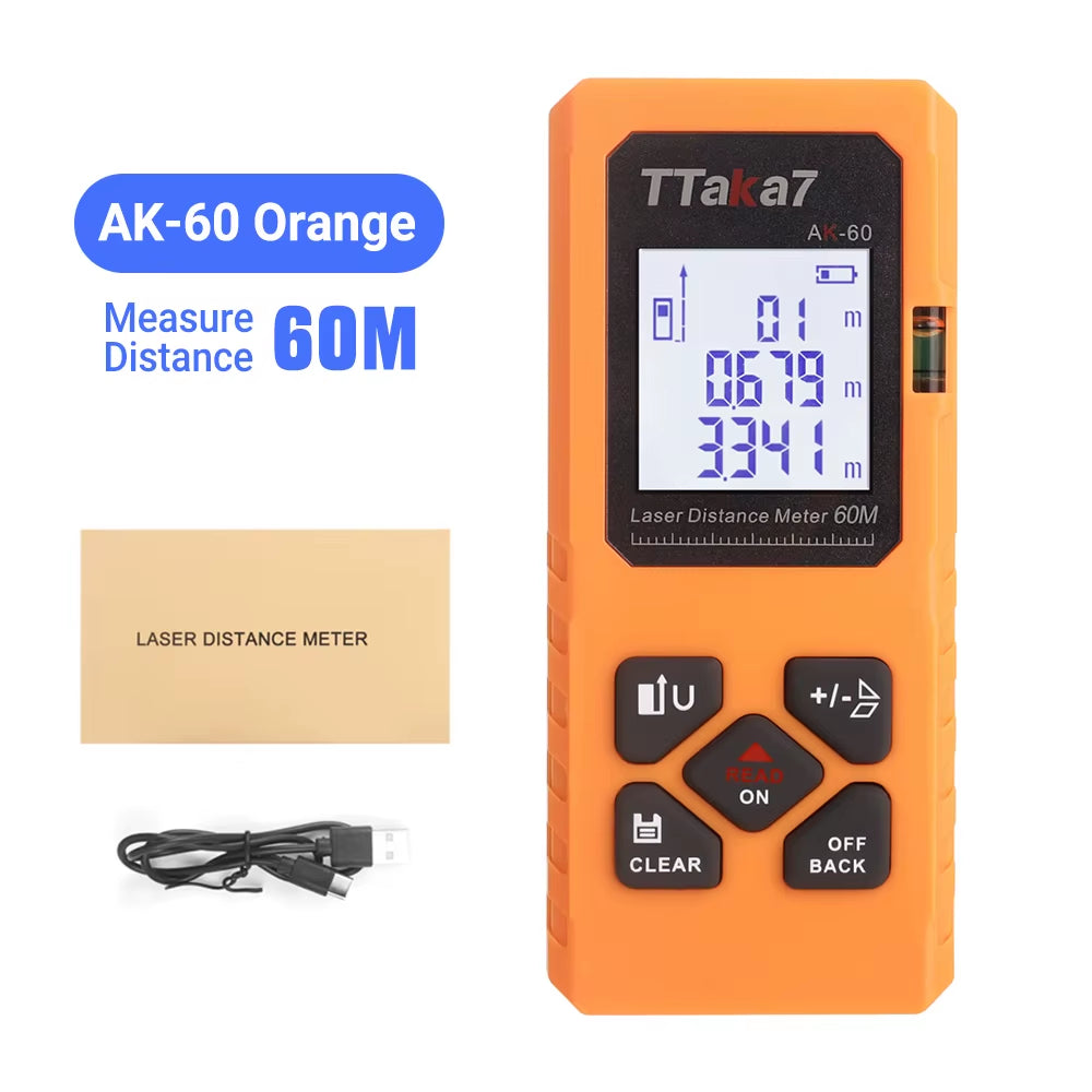 SmartMeasure 40M/60M Mini Laser Distance Meter – USB Rechargeable Handheld Rangefinder for Accurate Measurements